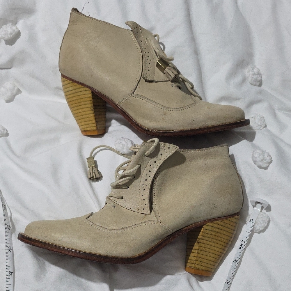 Women's J Brand Beige Lace-Up Ankle Boots